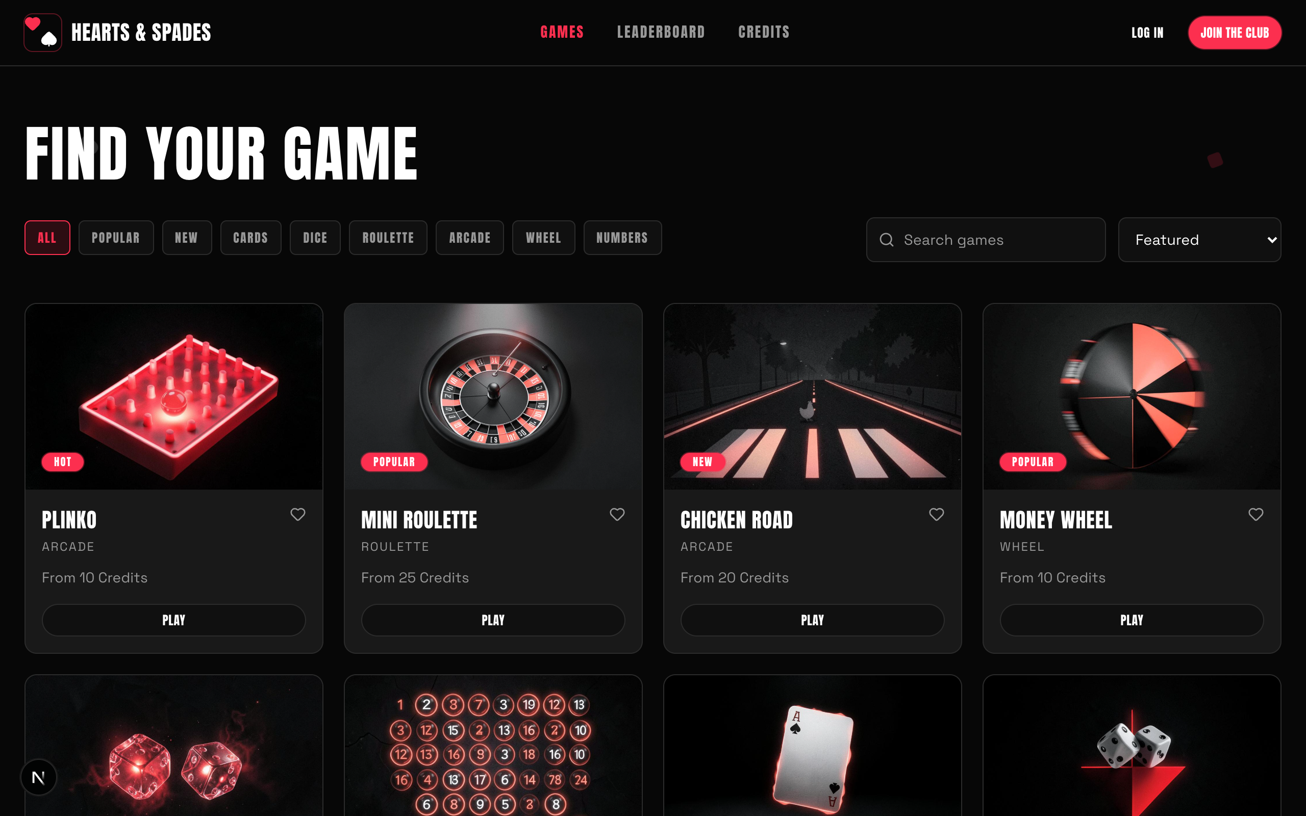 Games lobby showing Plinko, Mini Roulette, Chicken Road and Money Wheel game cards